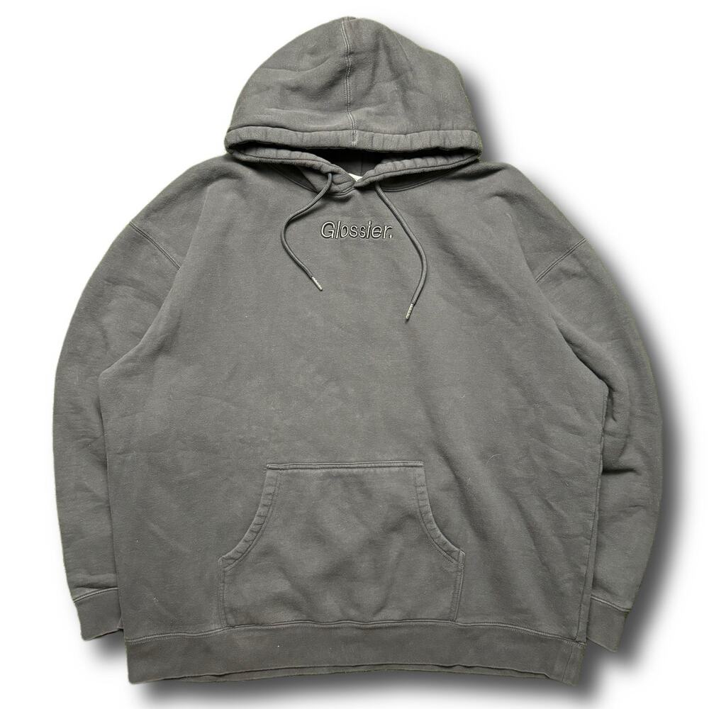 Glossier Limited Run Faded Black Embroidered Logo Sweatshirt